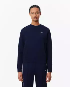 Женский флисовый свитшот с круглым вырезом Lacoste, тёмно-синий