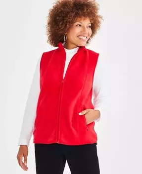 Женский флисовый жилет с молнией спереди Style & Co, красный
