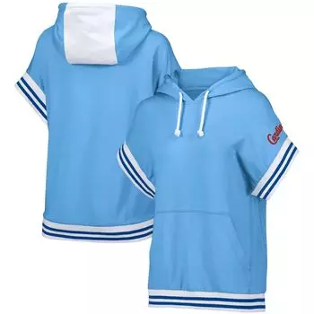 Женский голубой пуловер с капюшоном Lusso Style St. Louis Cardinals Mabel Tri-Blend с короткими рукавами