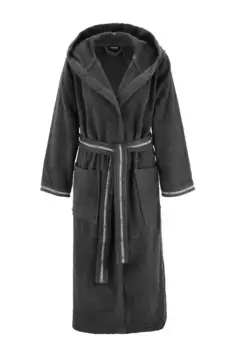 Женский халат Bruno Banani "Danny" (1 шт.), с полосками с логотипом, из 100% хлопка, XS-3XL, антрацит