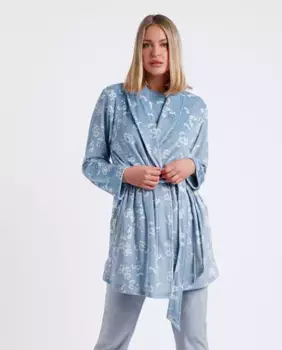 Женский халат из бархатной ткани с цветочным принтом Admas, синий