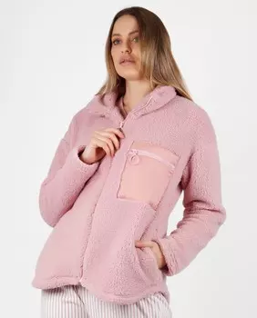 Женский халат из овчины на молнии. Admas, розовый