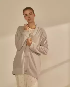 Женский халат-кардиган на пуговицах nfasis, светло-серый