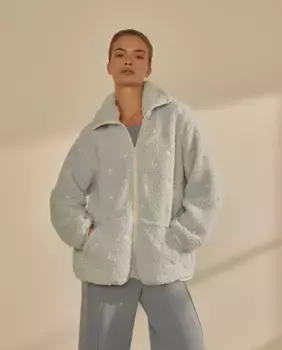 Женский халат на молнии с вышивкой nfasis, синий