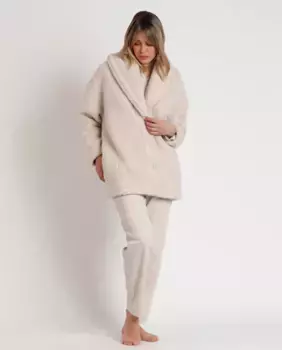 Женский халат с длинными рукавами из ткани теплого коричневого цвета Admas, бежевый