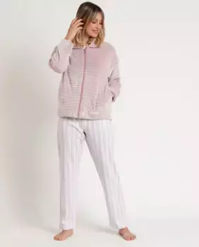 Женский халат с длинными рукавами из ткани теплого розового цвета Admas