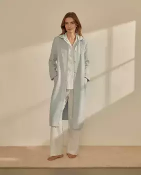 Женский халат с пуговицами и бантиком nfasis, голубой