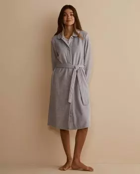 Женский халат с пуговицами и поясом nfasis, серый