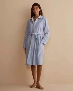 Женский халат с пуговицами и поясом nfasis, светло-синий