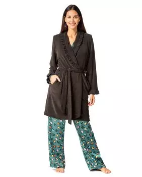 Женский халат-смокинг из синели Egatex, черный