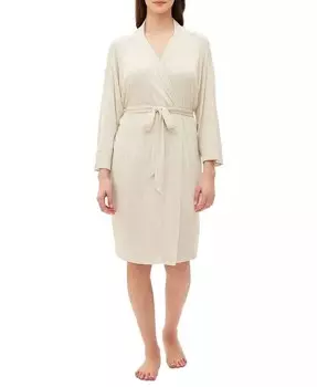 Женский халат в рубчик с длинными рукавами и поясом GAP, бежевый