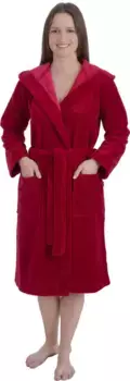 Женский халат Wewo fashion (1 шт.), с капюшоном, бордовый