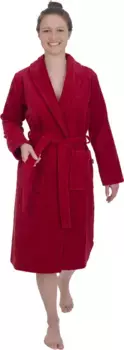Женский халат Wewo fashion (1 шт.), уютный воротник-шалька, длинный, бордовый