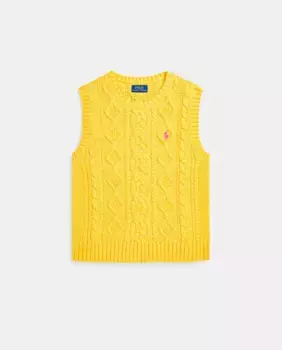 Женский хлопчатобумажный жилет для девочек в вязаном стиле Polo Ralph Lauren, жёлтый
