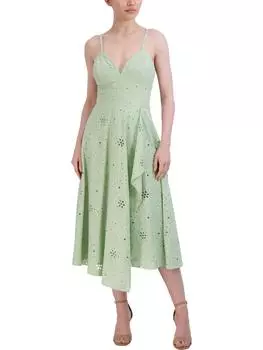 Женский хлопковый асимметричный сарафан BCBGMAXAZRIA, цвет smoky green
