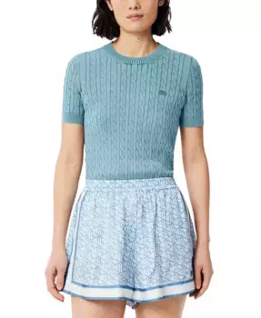 Женский хлопковый джемпер с коротким рукавом LACOSTE USA, синий