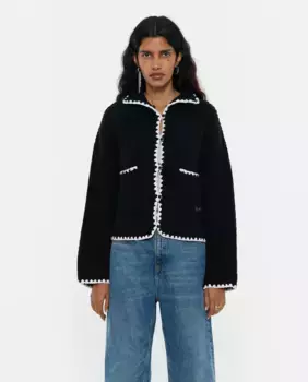 Женский хлопковый кардиган с отстрочкой Bimba y Lola, черный