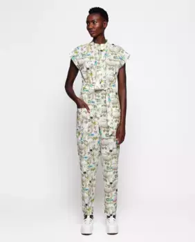 Женский хлопковый комбинезон с фигурным принтом Mirto, белый