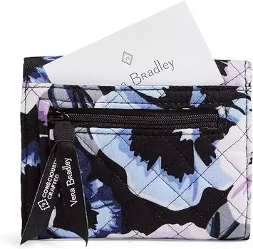 Женский хлопковый компактный кошелек Vera Bradley Riley с RFID-защитой, сливовые анютины глазки