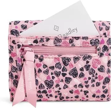 Женский хлопковый компактный кошелек Vera Bradley Riley с RFID-защитой, розовый