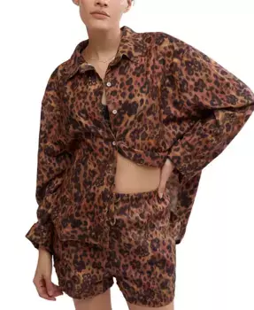 Женский хлопковый комплект для сна Early Morning Free People, коричневый