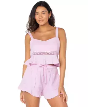 Женский хлопковый многослойный укороченный топ Island Time Roxy, фиолетовый