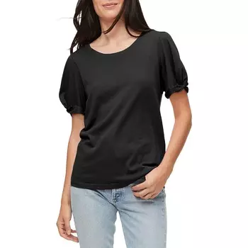 Женский хлопковый пуловер с пышными рукавами Ivy Michael Stars, черный