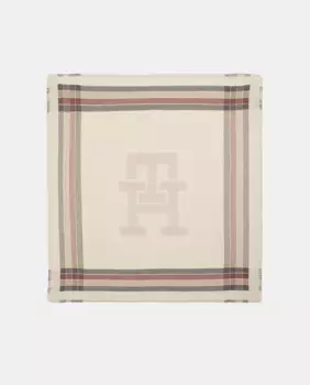 Женский хлопковый шарф бежевого цвета с инициалами Tommy Hilfiger