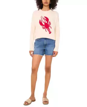 Женский хлопковый свитер с круглым вырезом Lobster Vince Camuto, коричневый/бежевый