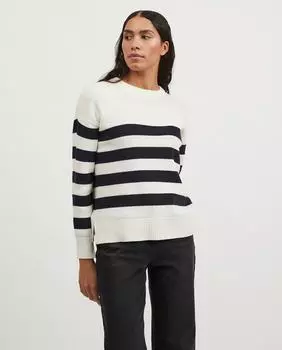 Женский хлопковый свитер с круглым вырезом Vila, белый