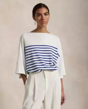Женский хлопковый свитер с полосатым принтом Polo Ralph Lauren, мультиколор