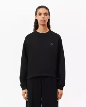 Женский хлопковый свитшот оверсайз Lacoste, чёрный