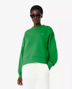 Женский хлопковый свитшот оверсайз Lacoste, зеленый