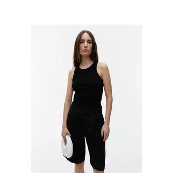 Женский хлопковый тонкий жилет Arket в рубчик, черный