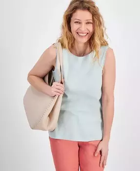 Женский хлопковый топ без рукавов с вырезом лодочкой Style & Co, синий