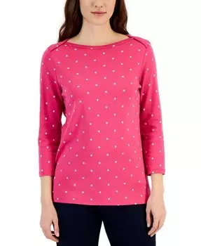 Женский хлопковый топ Pima с вырезом лодочкой и рукавами 3/4 Style & Co, розовый