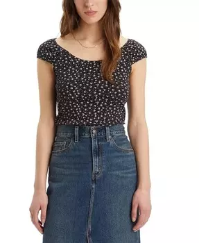 Женский хлопковый топ с короткими рукавами Lucille с круглым вырезом Levi's, мультиколор