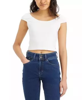 Женский хлопковый топ с короткими рукавами Lucille с круглым вырезом Levi's, белый