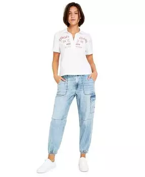 Женский хлопковый топ с логотипом Tommy Jeans, белый