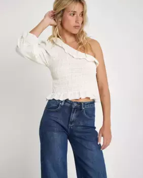 Женский хлопковый топ с одним рукавом Nalle, цвет Crudo