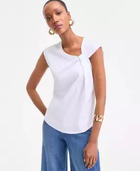 Женский хлопковый топ с перекрученным передом I.N.C. International Concepts, белый