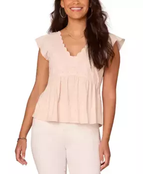 Женский хлопковый топ с расклешенными рукавами и вышивкой Mix Media Democracy, розовый