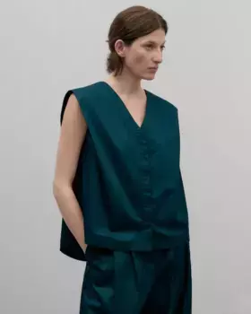 Женский хлопковый топ со складками на плече Adolfo Dominguez, темно-синий