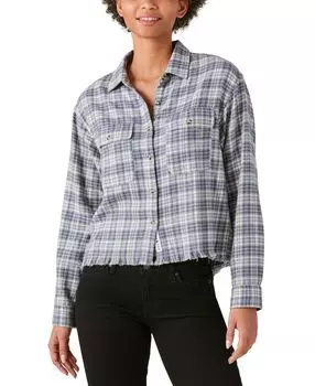 Женский хлопковый укороченный топ на пуговицах в клетку с необработанными краями Lucky Brand, мульти