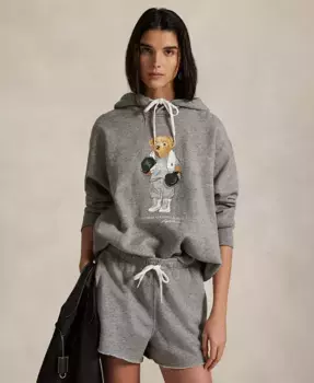 Женский худи с медведем Polo ворсовый Polo Ralph Lauren, серый