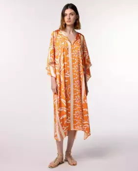 Женский кафтан с цветочным принтом и V-образным вырезом Naulover, оранжевый