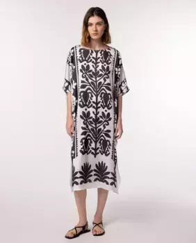 Женский кафтан с круглым вырезом и цветочным принтом Naulover, черный