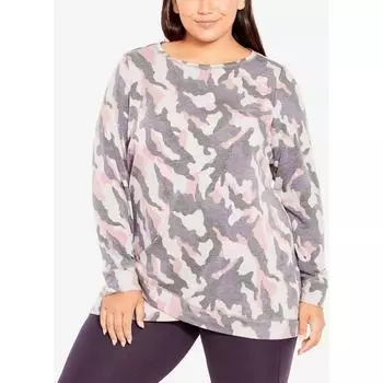 Женский камуфляжный пуловер с двойным подолом Leisure, цвет abstract camo