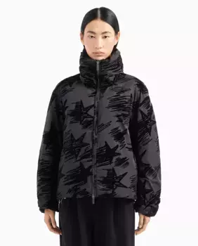 Женский капсульный стеганый пуховик MOON со звездами Emporio Armani, черный