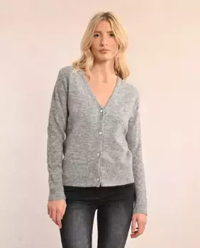 Женский кардиган ажурной вязки с длинными рукавами Molly Bracken, серый